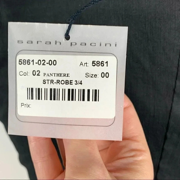 New Sarah Pacini dress 00 black 73% linen asymmetric wrap Minimalist avant-garde - Picture 10 of 13